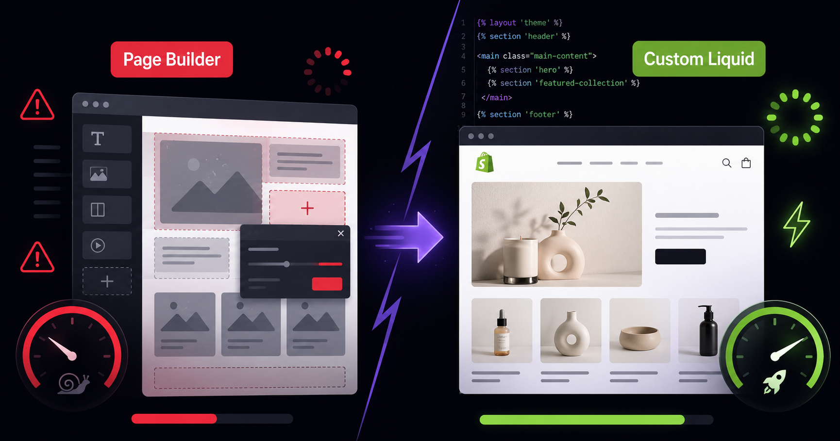 Custom Liquid Theme vs Page Builders — Shopify
